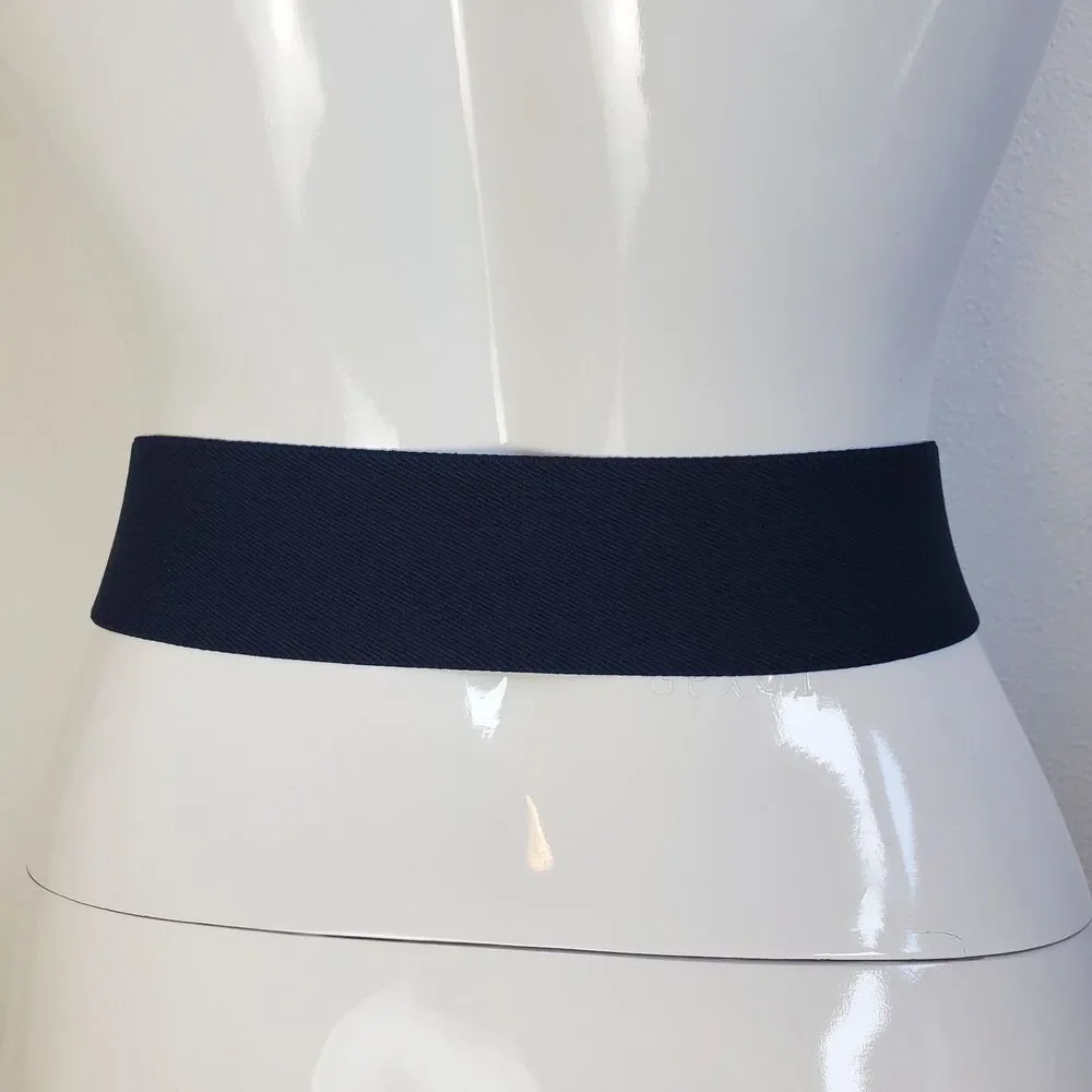Vintage 80s Day-Lor Gold Buckle Navy Belt
